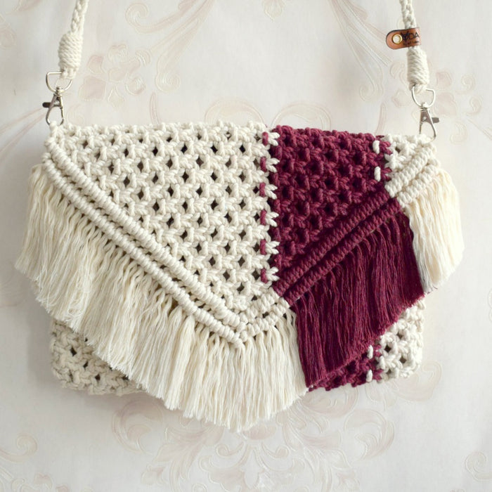 Shade Of Magenta Macrame Sling Handbag