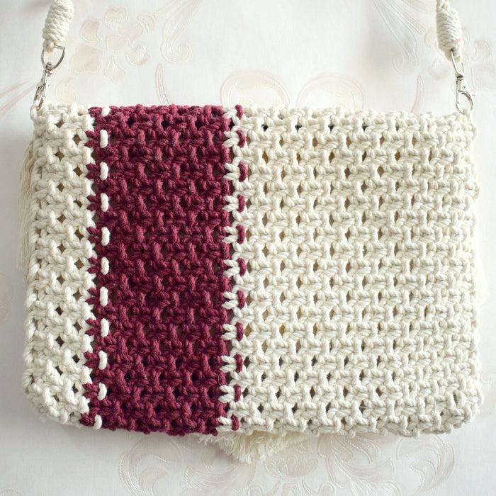 Shade Of Magenta Macrame Sling Handbag