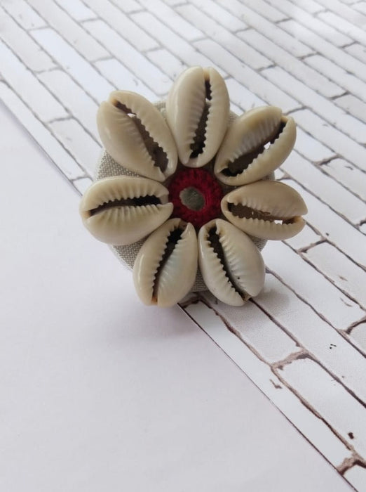 Shell Cowry Adjustable Fabric Finger Ring