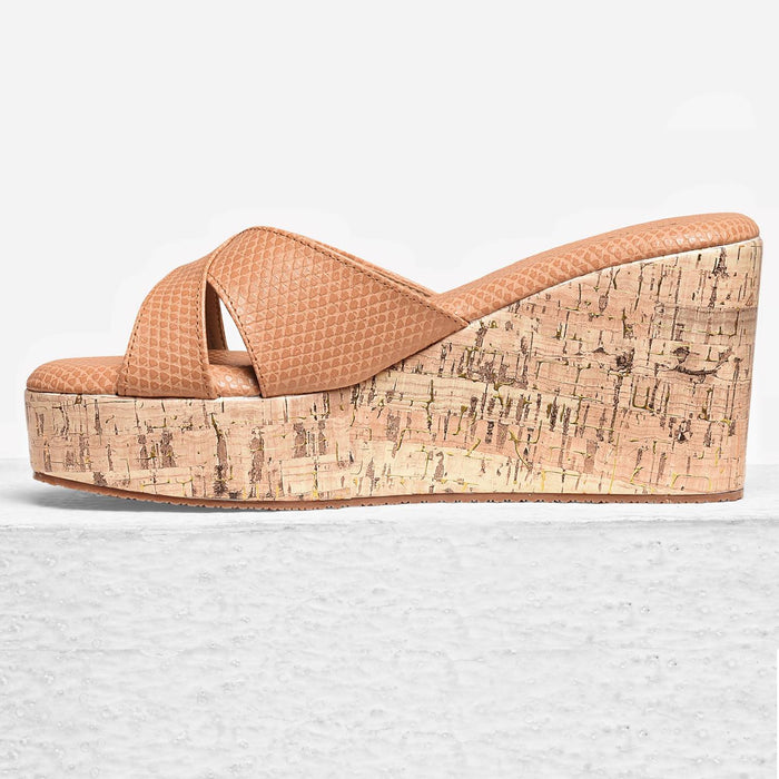 Beige Cross Wedge