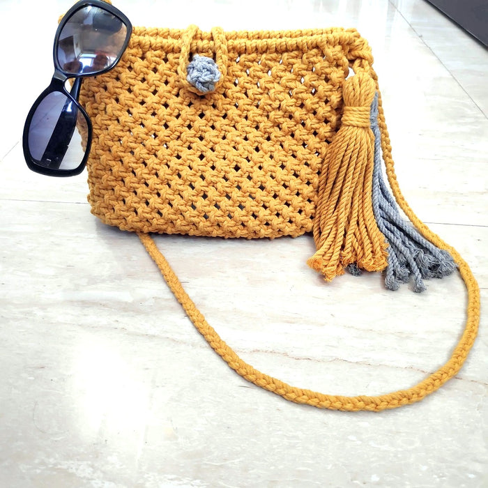 Yellow Spring Macrame Shoulder Bag