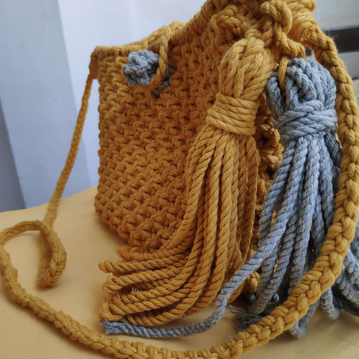 Yellow Spring Macrame Shoulder Bag