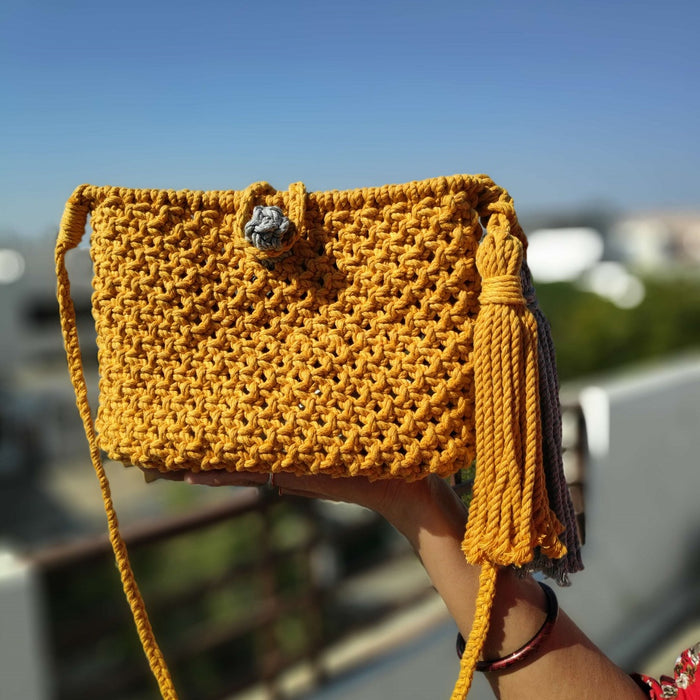 Yellow Spring Macrame Shoulder Bag