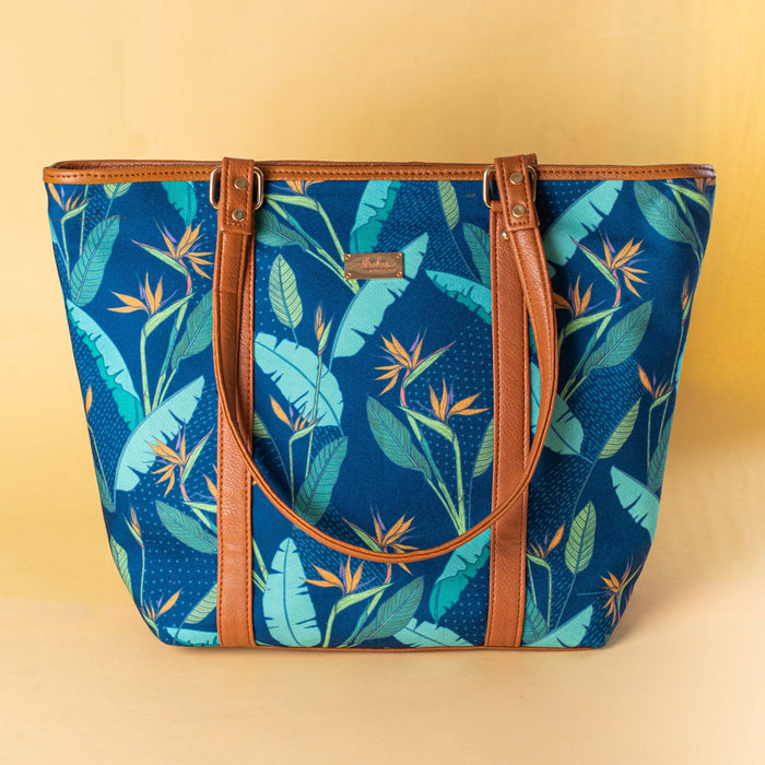 Birds of Paradise Blue Tote Bag