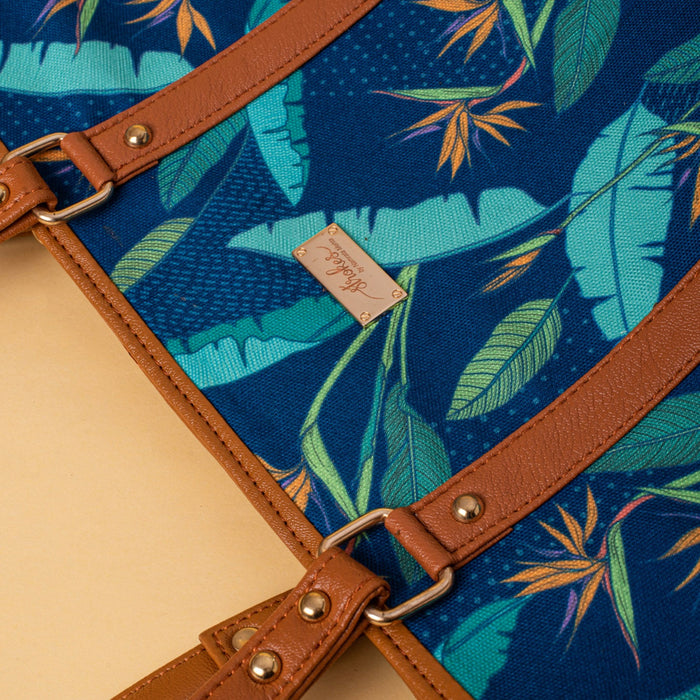 Birds of Paradise Blue Tote Bag