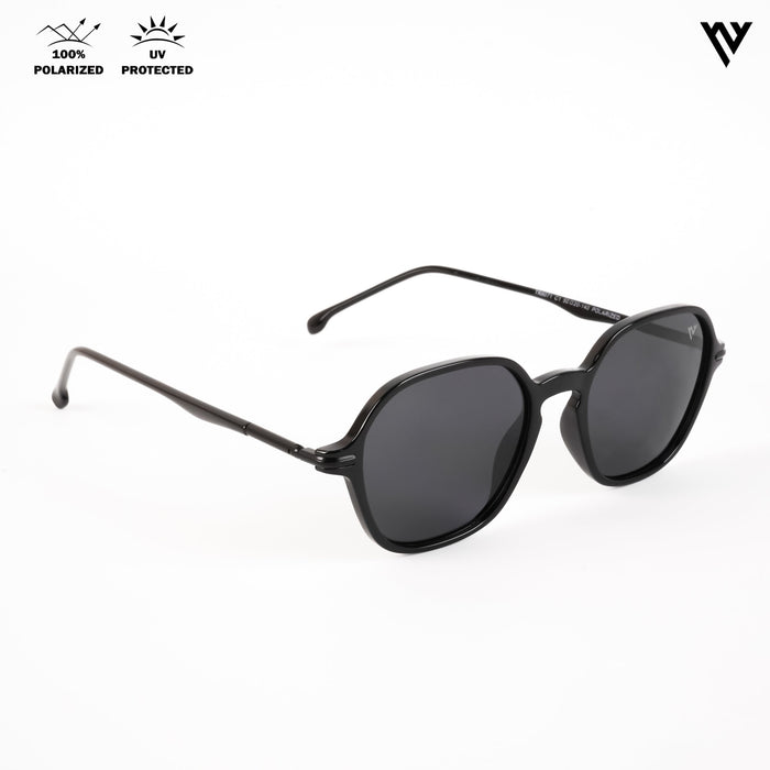 Voyage Exclusive Shine Black Polarized Round Sunglasses for Men & Women - PMG4493