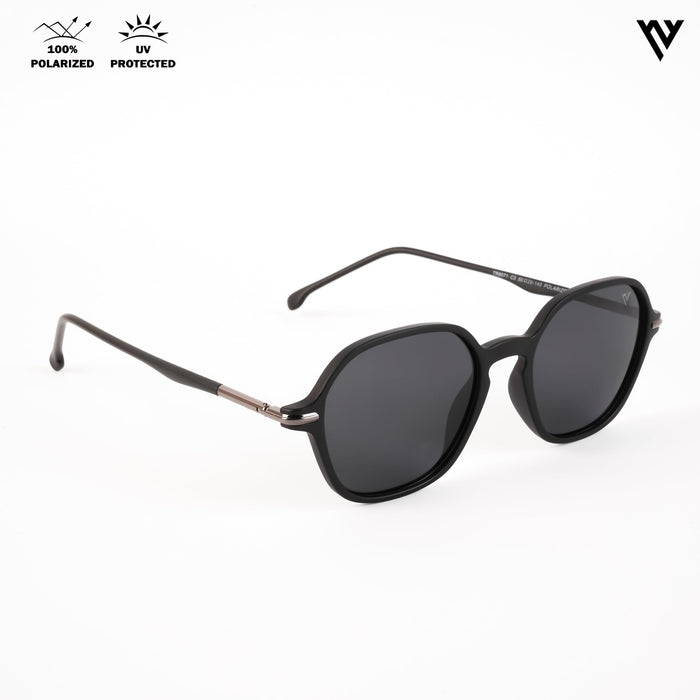 Voyage Exclusive Matt Black Polarized Round Sunglasses for Men & Women - PMG4495