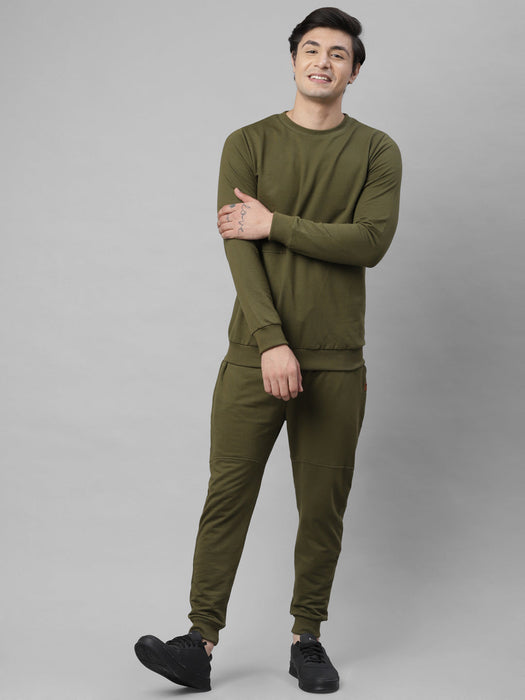 Solid Round Neck Terry Track Suit