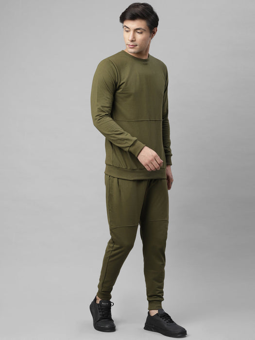 Solid Round Neck Terry Track Suit