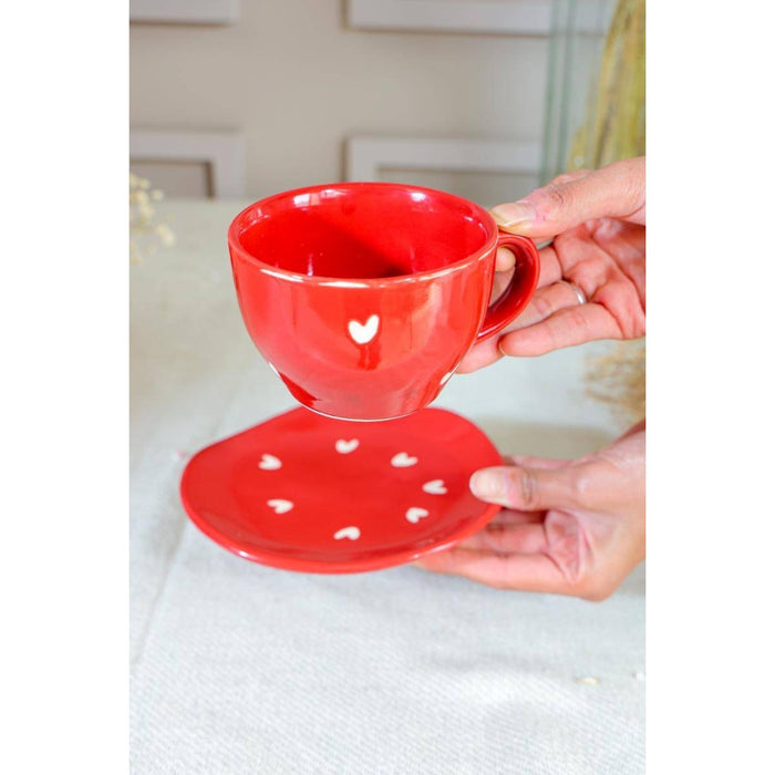 Love In Red Cup & Saucer