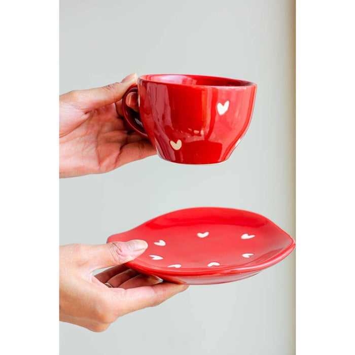 Love In Red Cup & Saucer