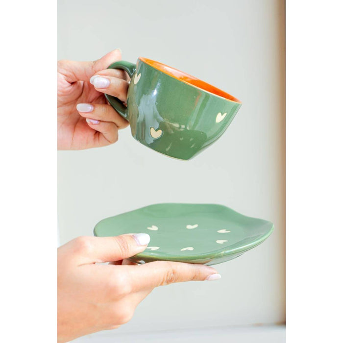 Green Warm Hug Cup & Saucer