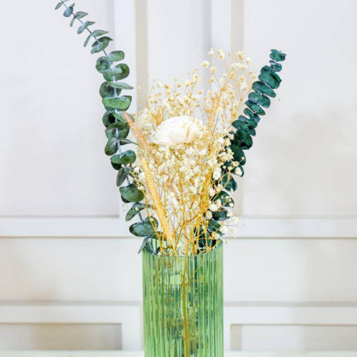 Green Glow Vase with Eucalyptus Bunch