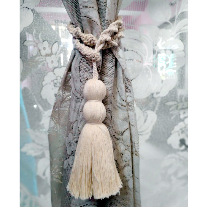 Tassel Knot Creamy Curtain Tie Backs (Set Of 2)