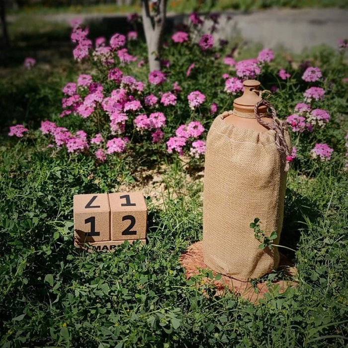 Wooden Terracotta "Matka" Water Bottle With Jute Jacket