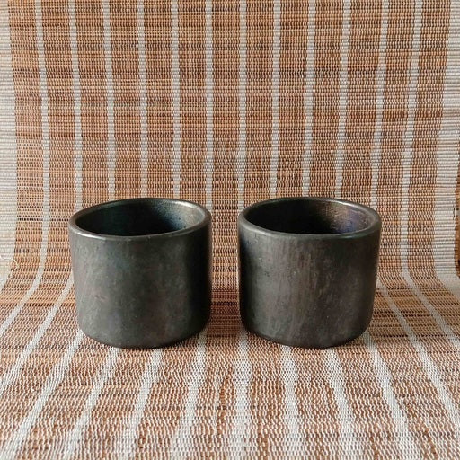 Longpi Black Pottery Jug & Tumblers Set