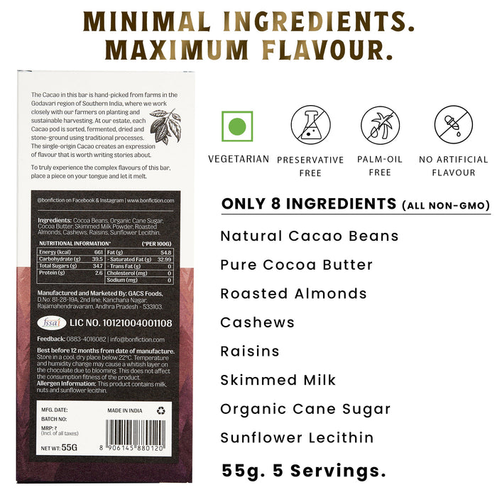 The Secret Life of Nuts and Raisins - 45% Milk Fruit & Nut Chocolate