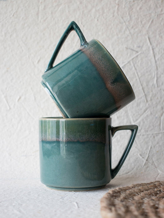 Ceramic Stoneware Triangle Handle Mug