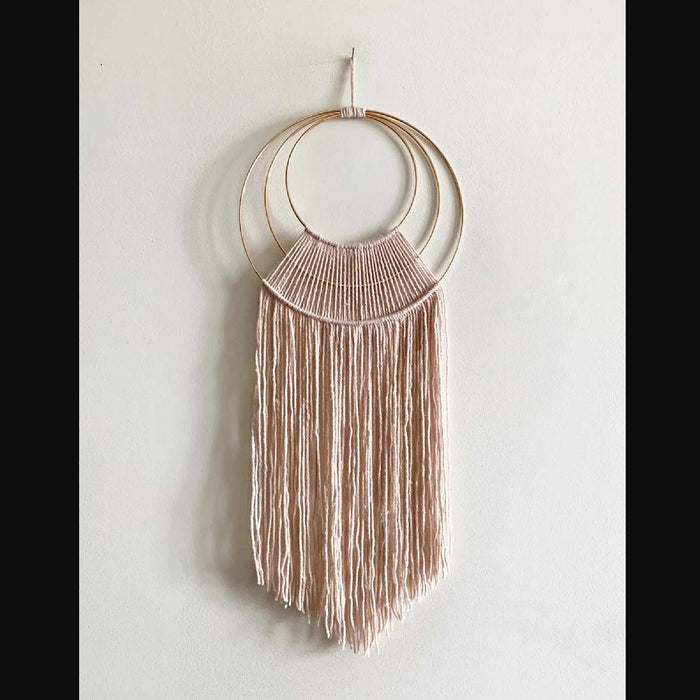 Triple Hoop Off White And Golden Elegant Wall Hanging