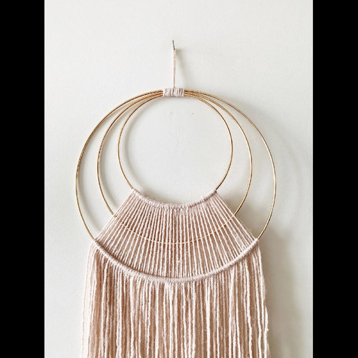 Triple Hoop Off White And Golden Elegant Wall Hanging