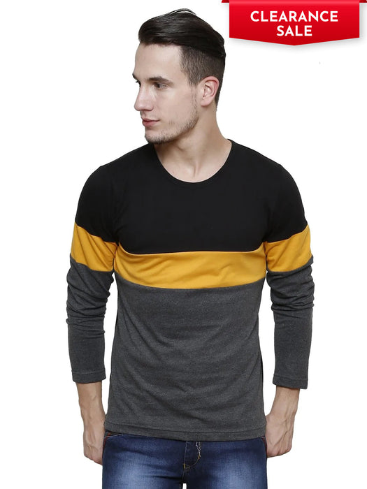 Multicolor Panel Full Sleeve Round Neck Tee