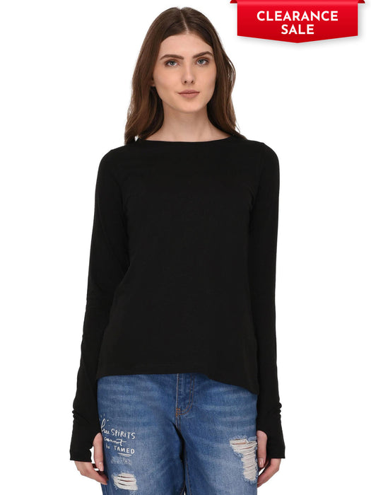 Black Full Sleeves Thumhole Tshirt