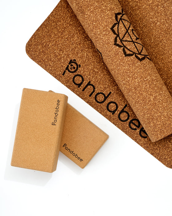 Pandabee Cork Yoga Blocks - Sustainable Set Of 2 For Natural Practice Enhancement