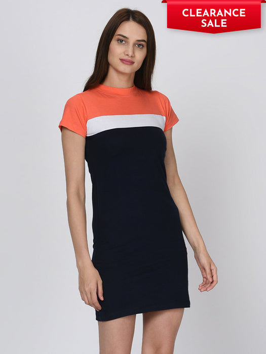 Orange and Blue Bodycon Dress