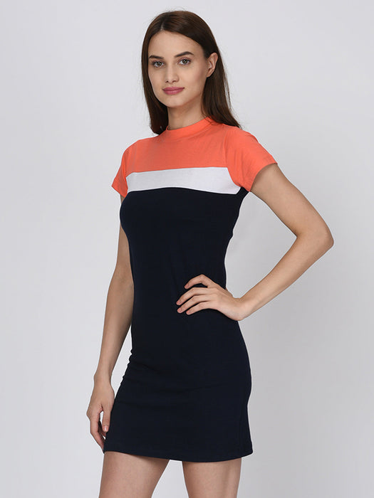 Orange and Blue Bodycon Dress