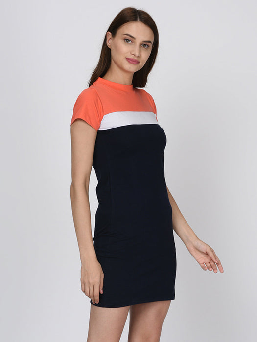 Orange and Blue Bodycon Dress