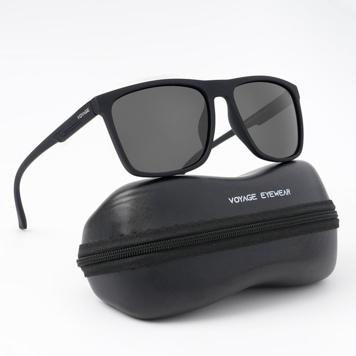 Voyage Exclusive Wayfarer Polarized Sunglasses for Men & Women (Black Lens | Matt Black Frame - PMG5248)