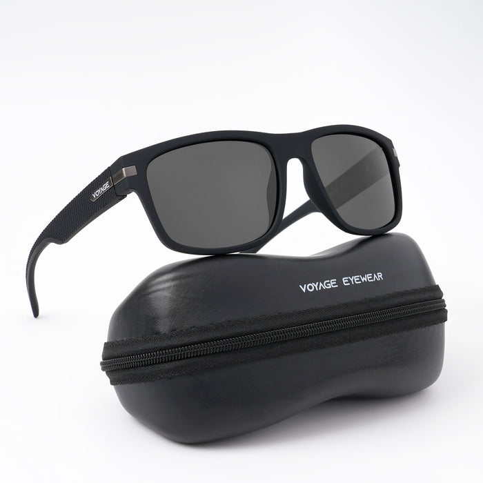 Voyage Exclusive Wayfarer Polarized Sunglasses for Men & Women (Black Lens | Matt Black Frame - PMG5251)