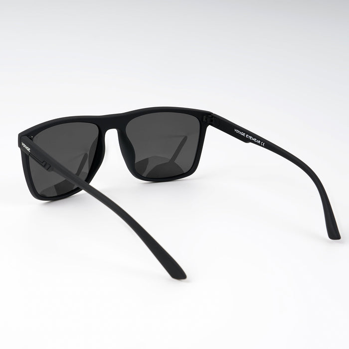 Voyage Exclusive Wayfarer Polarized Sunglasses for Men & Women (Black Lens | Matt Black Frame - PMG5248)