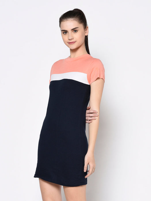 Color Block Short Sleeve Bodycon Dress