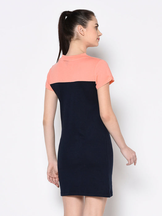 Color Block Short Sleeve Bodycon Dress