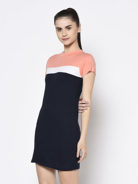 Color Block Short Sleeve Bodycon Dress