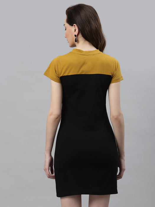 Round Neck Color Block  Bodycon Dress