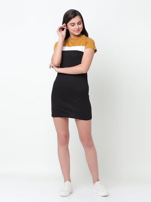 Color Block Short Sleeve Bodycon Dress