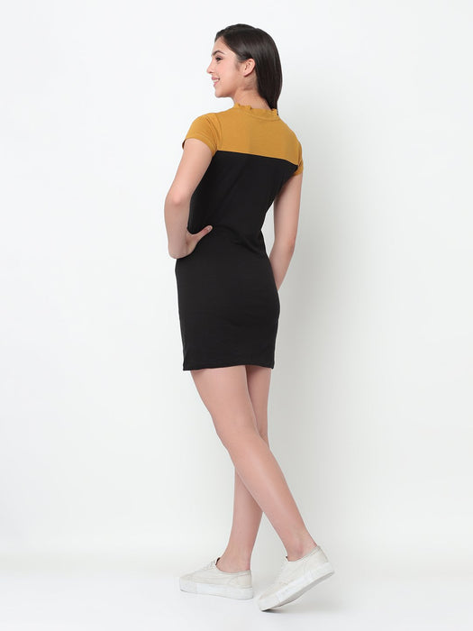 Color Block Short Sleeve Bodycon Dress