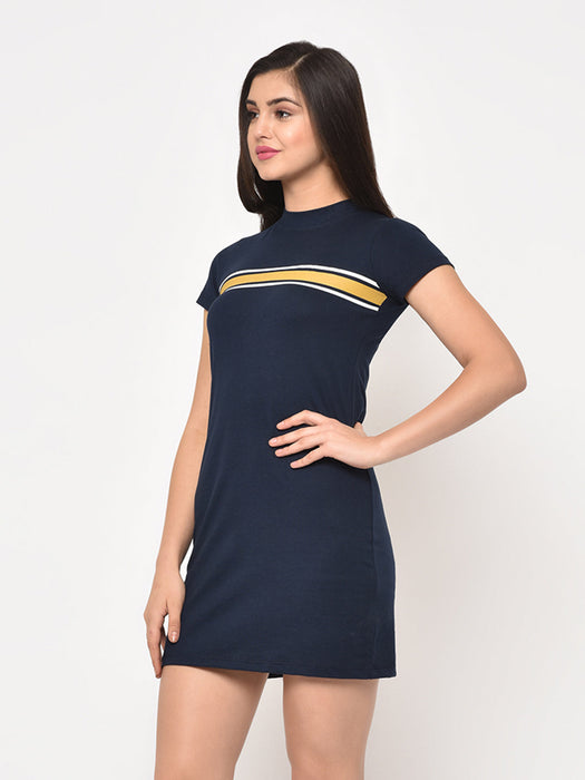 Navy Printed Bodycon Dress