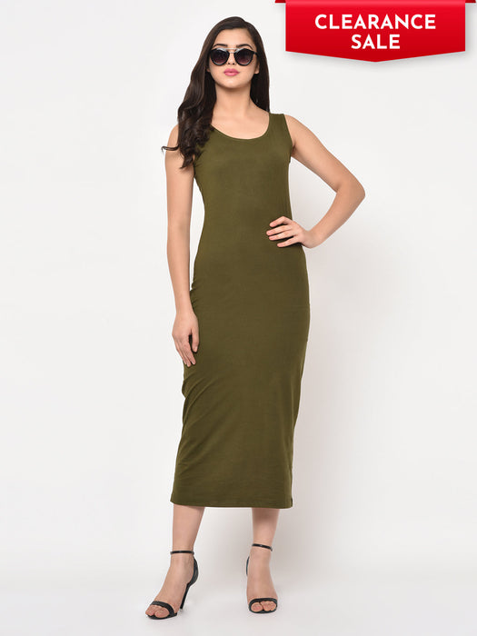 Solid Round Neck Sleeveless Maxi Dress