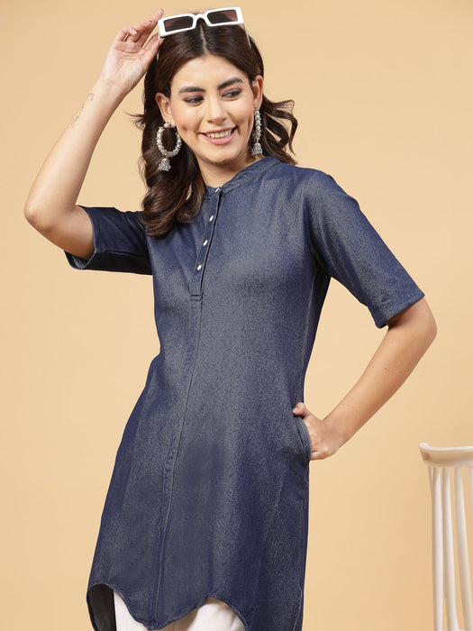 Denim Scalloped Kurta