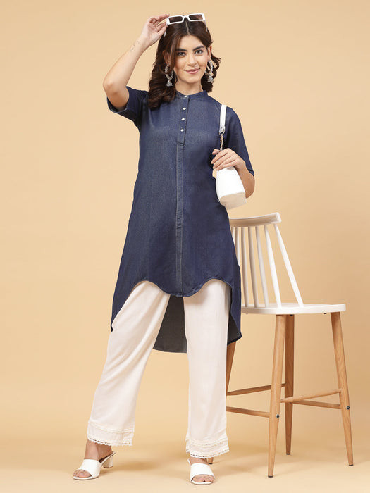 Denim Scalloped Kurta