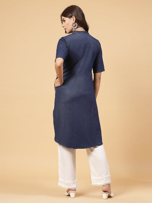 Denim Scalloped Kurta