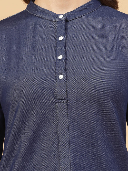 Denim Scalloped Kurta