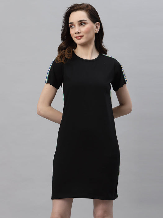 Round Neck Side Tape T-Shirt Dress