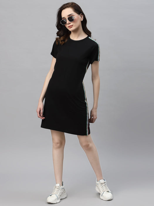 Round Neck Side Tape T-shirt Dress