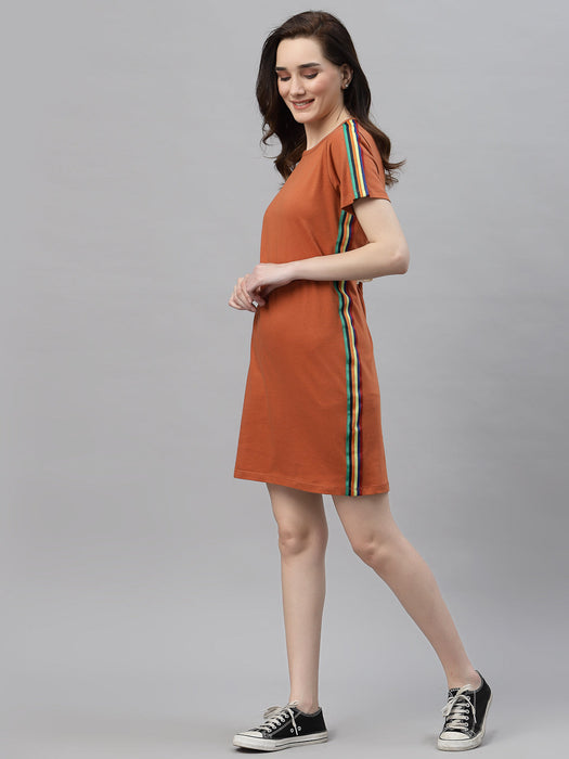 Round Neck Side Tape T-shirt Dress