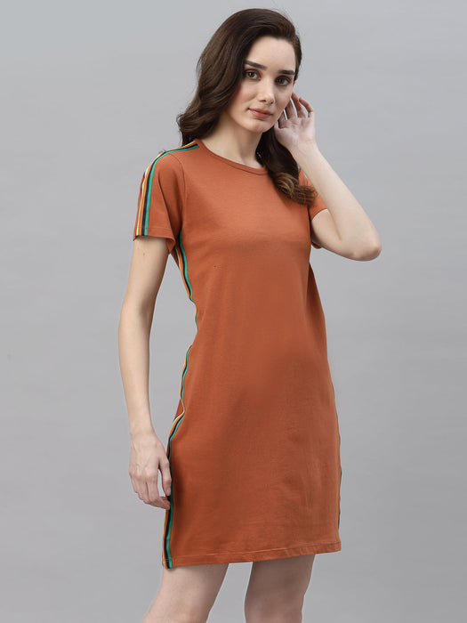 Round Neck Side Tape T-Shirt Dress