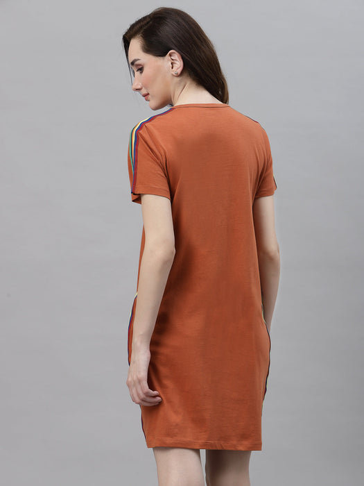 Round Neck Side Tape T-Shirt Dress